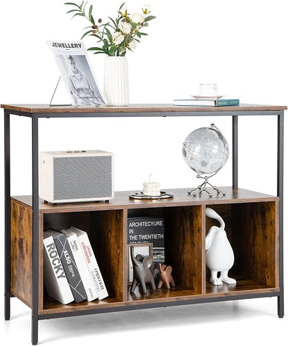 LOKO Buffet Cabinet with Open Shelves, Freestanding Kitchen Cabinet with 3-Cube Compartments, Coffee Bar Credenza Sideboard, 43.5 x 17 x 35 inches (Rustic Brown)