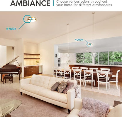 LUXRITE 10 Inch LED Flush Mount Ceiling Light, 5 Color Selectable 2700K | 3000K | 3500K | 4000K | 5000K, Dimmable Ceiling Light Fixture, 14W, 1050 Lumens, Energy Star, ETL Listed, Brushed Brass