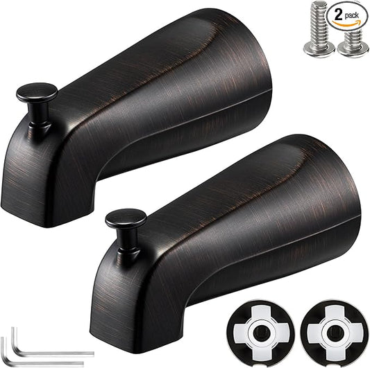 Enhon Slip on Tub Spout with Diverter, Compatible with American Standard 8888026.002 Tub Spout, Bathroom Bathtub Faucet, Fits 1/2 Copper Water Tube(5/8 Dia), 5/32 Hex Wrench (Oil Rubbed Bronze,2)