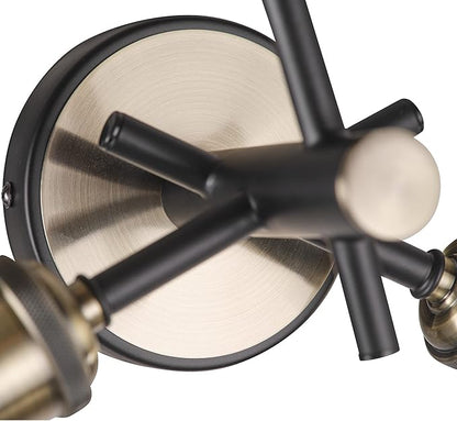 GLOBE Electric 60627 Shipka 3-Light Flush Mount Ceiling Light, Matte Black, Antique Brass Accents