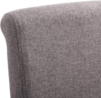 Taupe Fabric Dining Chairs Set of 2 with Solid Wood Legs Ergonomic Comfort for Modern Dining Room and Kitchen