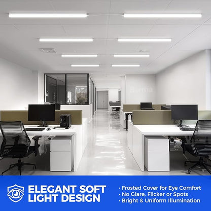 Barrina LED Shop Lights 4FT, 5000K Daylight White, 45W, 5000LM, Hidden Wiring, Linkable 4FT Light Fixture Cord with ON/Off, Frosted Cover, LED Ceiling Light for Workshop, Garage, Kitchen, 6 Packs