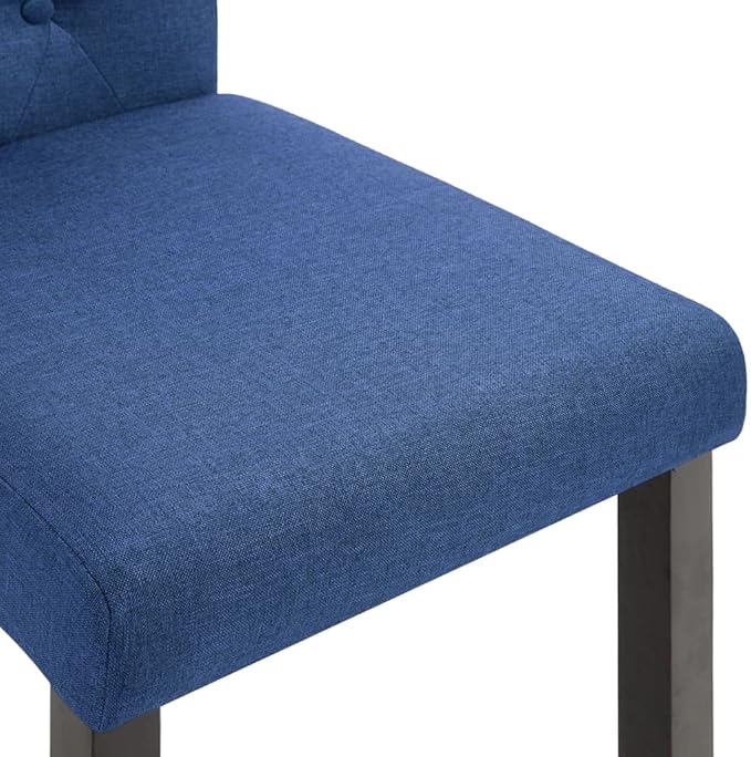 Set of 2 Blue Fabric Dining Chairs with Rubber Wood Frame, Modern Ergonomic Comfortable Design for Dining Room Kitchen Living Room Accent