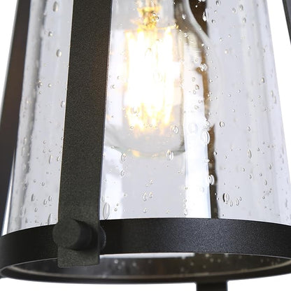 KSANA Pendant Light Kitchen Island, Black Pendant Hanging Light with Seeded Glass Farmhouse Rustic Pendant Light Fixtures for Dining Room Hallway