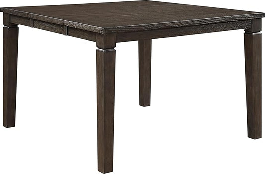 Dark Espresso Finish Counter Height Table with Removable Leaf, Classic Square Wooden Furniture for Kitchen Islands