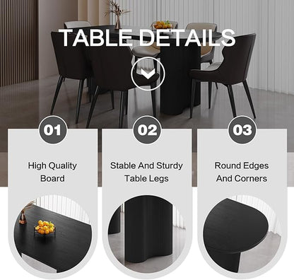 Dining Table Set for 4, Modern Kitchen Table with 4 Chairs, Dining Room Table Set for Kitchen,Dining Room,Home & Office (62.99" Black Table with 4 Chairs)
