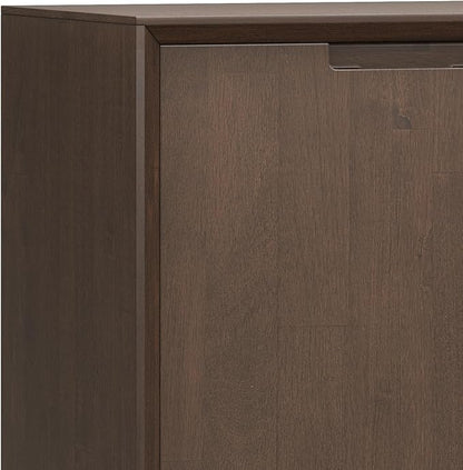 SIMPLIHOME Banting Storage Cabinet - 32 inch Wide Solid Wood Low Cabinet in Walnut Brown, Modern Industrial Sideboard for Living Room, Entryway, or Dining Room with Metal Base and Adjustable Shelves