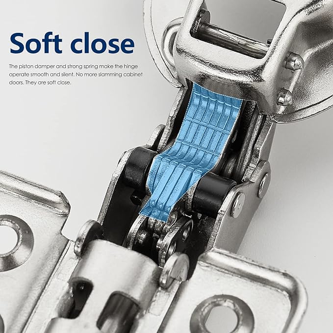 Ravinte 60 Pack 30 Pairs European Kitchen Cabinet Hinges Soft Close Full Overlay Door Heavy-Duty Frameless Adjustable Concealed Cabinet Cup Hinges
