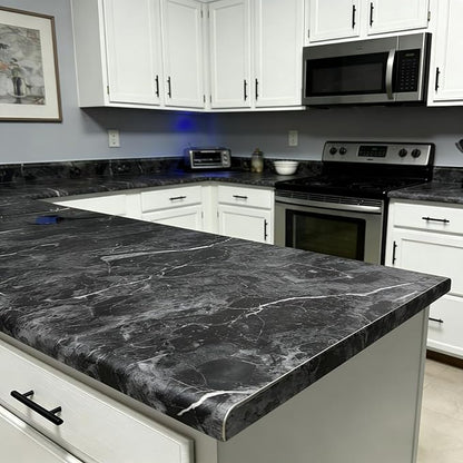 Abyssaly Black Marble Contact Paper Granite Peel and Stick Wallpaper for Countertops Self-Adhesive Waterproof Thicken Wallpaper Kitchen Bathroom and Furniture 11.8" X 78.7"