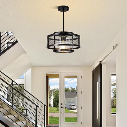 13" Modern Pendant Lights Kitchen Island, Black Pendant Light Fixtures Farmhouse Kitchen Island Lighting, Industrial Hanging Pendant Lights Fixture for Kitchen Island Dining Room Hallway Entryway