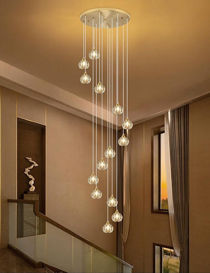 Weesalife Crystal Chandeliers for Staircases, 14-Light Gold Modern Chandeliers for High Ceilings，Crystal Pendant Light Fixture for Living Room Kitchen Island Foyer Hallway Bar