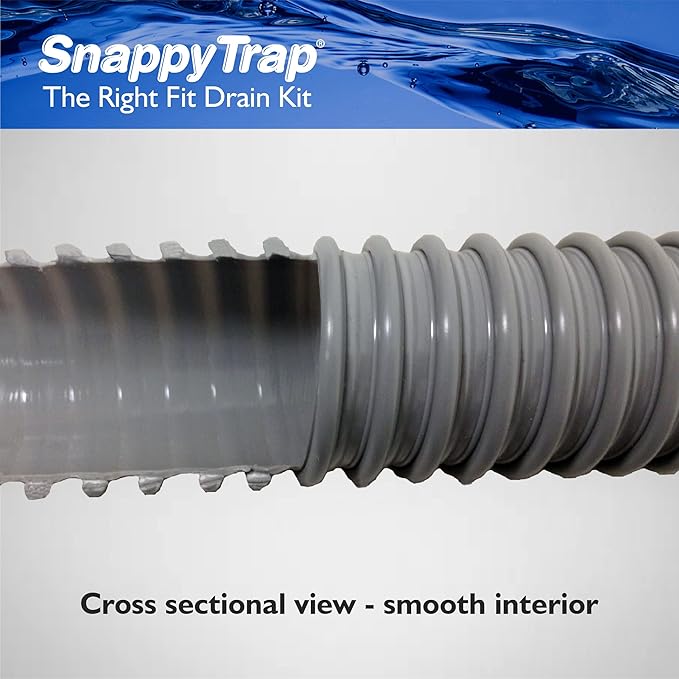 Snappy Trap Single Kitchen Sink Drain Kit, 1-1/2" with Flexible P-Trap, All-in-One Drain Kit for Single Bowl Kitchen Sinks, Universal Compatibility, No-Tool Easy Installation (DK-100 Silver)