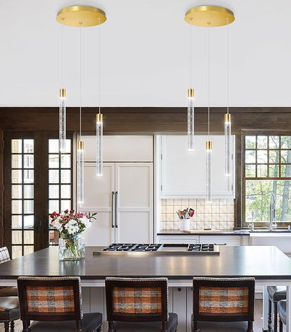 Mini Chandelier Modern Crystal Pendant Lights for Kitchen Island LED Dimmable Light fixtures Adjustable Hanging Ceiling Pendant Lighting for Dining Room Hallway 3000K 6000K