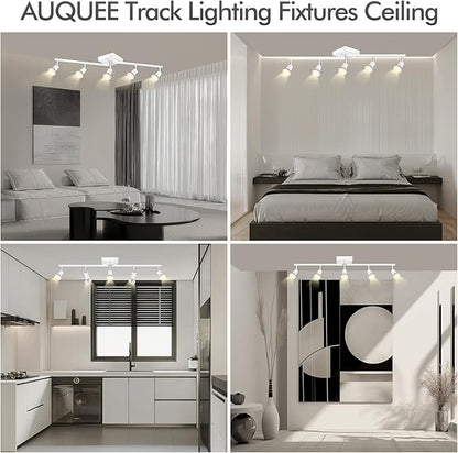 BoostArea 5 Light Track Lighting Fixtures Ceiling, Matte White Kichen Track Lighting, Rotatable Light Heads, Adjustable Modern Directional Ceiling Light for Kitchen,No Bulbs
