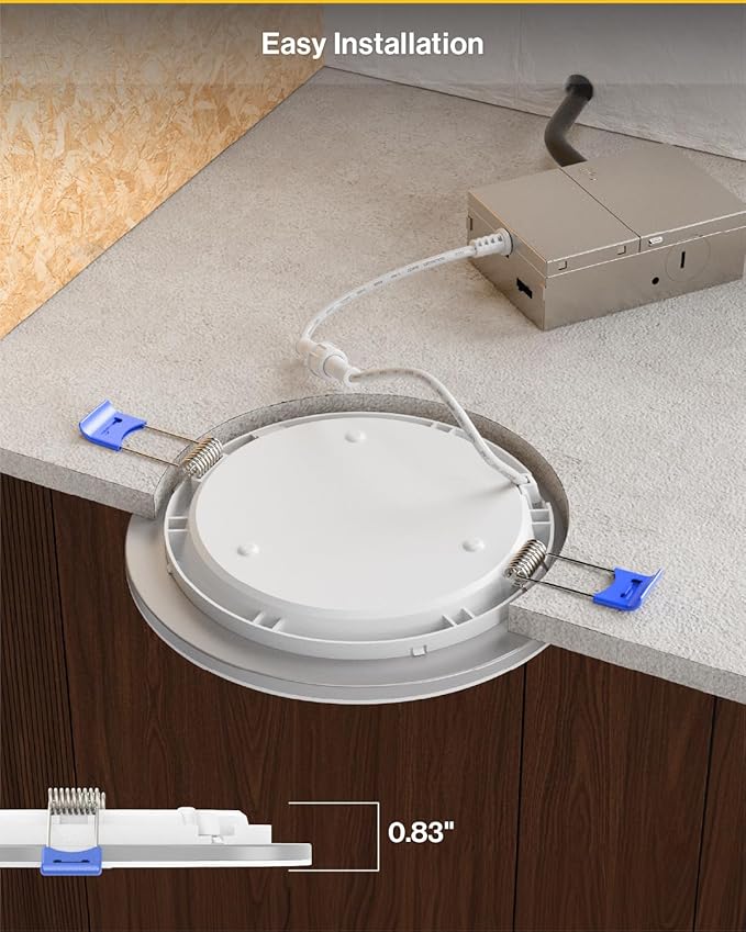 Sunco 6 Pack 6 Inch LED Recessed Light with Night Light, Slim Ceiling Lighting, 1500 Lumens, 15W (110W Equivalent), Selectable CCT 2700K/3000K/4000K/5000K/6000K, Dimmable, Canless with Junction Box.