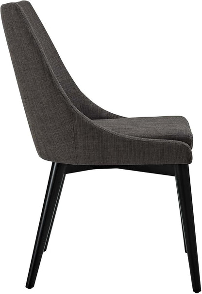 Modway Viscount Mid-Century Modern Upholstered Fabric Two Kitchen and Dining Room Chairs in Brown