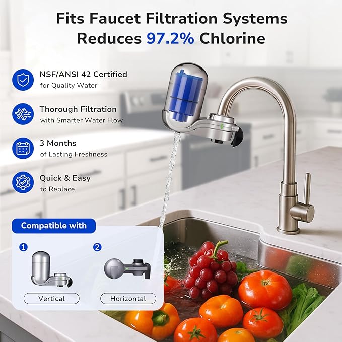 Fil-Fresh 4-Pack PURWater Filter Replacement for RF-9999 PURPLUS Faucet Water Filtration System, NSF Certified, Replace Mineral Core Faucet Mount Water Filter
