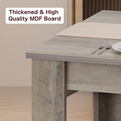 GarveeHome Dining Table for 4-6, Rectangular Dining Room Table with Large Table Top, Farmhouse Wood Dining Dinner Table for Dining Room, Kitchen, Living Room, Retro Gray