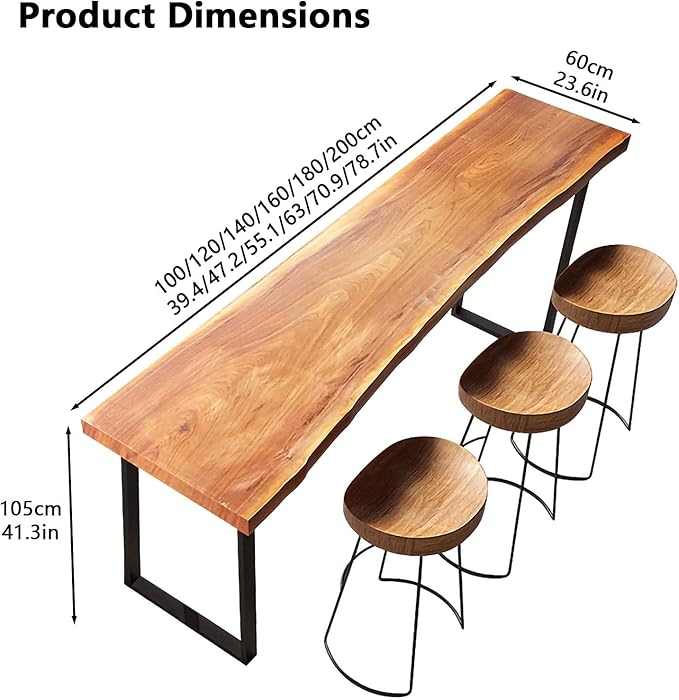Multi-Functional Bar Height Table, Rectangular Counter Height Dining Desk, Solid Wood Bistro Table for Kitchen Island, Home Office, Window, Restaurant & Cafe