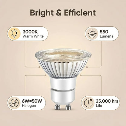 LED GU10 Range Hood Light Bulbs, LED Stove Appliance Light Bulb, Kitchen Light Replacement Halogen Light Bulb, 50W Equivalent, 5000K, 6W 550 Lm, Dimmable,Waterproof IP65 Pack of 2
