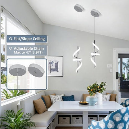 CANEOE Modern LED Pendant Light for Kitchen Island, 3000K-6000K Dimmable Kitchen Island Pendant Lighting for Dining Room Living Room Bedroom Hanging Light Fixtures,1 Pack