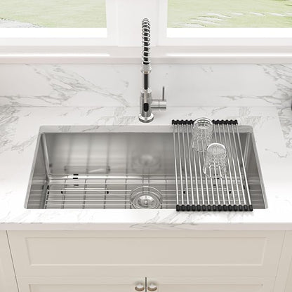 Sarlai 32 Undermount Kitchen Sink Stainless Steel - 32x19 Kitchen Sink Single Bowl Undermount Sinks 16 Gauge Round Corner Under Mount Sinks Basin