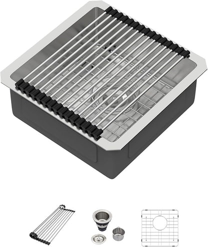 15 Inch Undermount Kitchen Sink - Beslend ADA 6 Inch Depth 15x15 Undermount Sinks Stainless Steel 16 Gauge Mobility Friendly Sink for Wheelchair Accessible & Accessible Design Kitchen