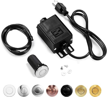 Sink Top Air Switch Kit Garbage Disposal Part by CLEESINK (LONG/3.5", Brushed Nickel Stainless Steel)