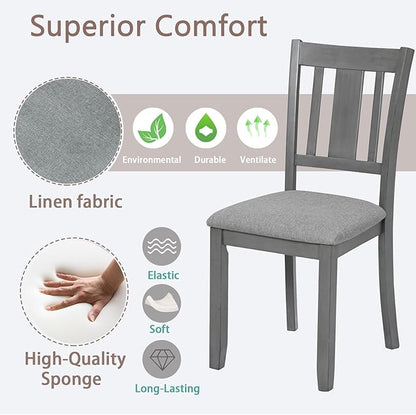 Ball & Cast Wooden Dining Chairs Set of 4, Elegant Wood Kitchen-Chairs with Padded Seat, 4 Pack Dining Room Chair-Seating Modern Side Chairs for Dining Room & Living Room, Solid Gray