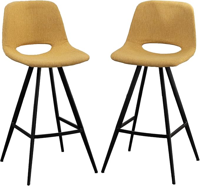 stools Adjustable Height Simple Assembly Metal 360 Degree Swivel Chairs of 2 for Dining Room Kitchen Island, Pub, (Yellow 18.5" W x 20" D x 40.75" H)