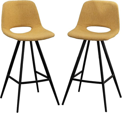 stools Adjustable Height Simple Assembly Metal 360 Degree Swivel Chairs of 2 for Dining Room Kitchen Island, Pub, (Yellow 18.5" W x 20" D x 40.75" H)
