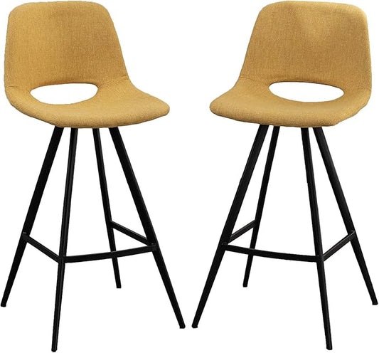 stools Adjustable Height Simple Assembly Metal 360 Degree Swivel Chairs of 2 for Dining Room Kitchen Island, Pub, (Yellow 18.5" W x 20" D x 40.75" H)