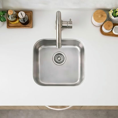 ORLANDO 18x18 Inch Undermount Kitchen Sink - 18 Gauge Stainless Steel Single Bowl Prep Sink for Compact Kitchen Sink & Kitchen Island with Basket Strainer