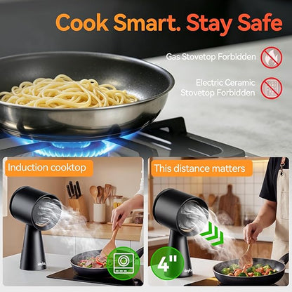 Portable Range Hood, Desktop Range Hood with 3 Speed Exhaust Fan, Advanced 5-Layer Filtration, Large Oil Collection Cup, Portable Kitchen Exhaust Fan for Dorm, RV, Indoor BBQ, Hot Pot, Wired