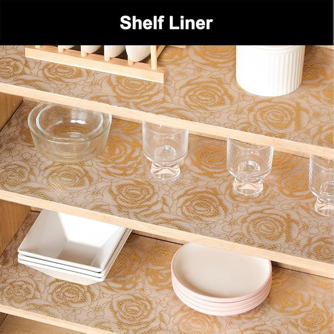 Cooyes Shelf Liner – Premium Non-Adhesive Cabinet & Drawer Liner for Kitchen – Waterproof Shelf Paper with Modern Pattern – Durable EVA Cabinet Mat – Easy to Cut （17.5" W x 120" L）