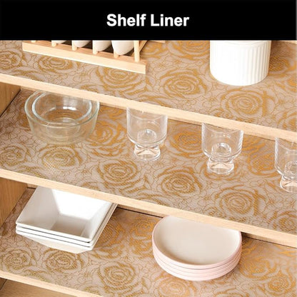 Cooyes Shelf Liner – Premium Non-Adhesive Cabinet & Drawer Liner for Kitchen – Waterproof Shelf Paper with Modern Pattern – Durable EVA Cabinet Mat – Easy to Cut （12" W x 120" L）