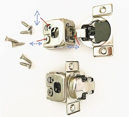 Soft Close 1-1/4" Overlay Cabinet Hinge Cabinet Kitchen Hardware Kitchen Cabinet Door Hinges with Screws 105 Degree 6 Ways 3 Cam Adjustment