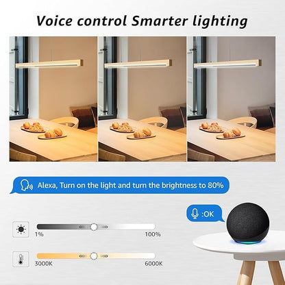 2-Pack 40W Gold Linear Pendant Light Aluminum, 54" CCT 3000K-6000K Dimmable Kitchen Island Lighting with Remote App Control, Adjustable LED Lights, Dining Room Chandelier for Home Office