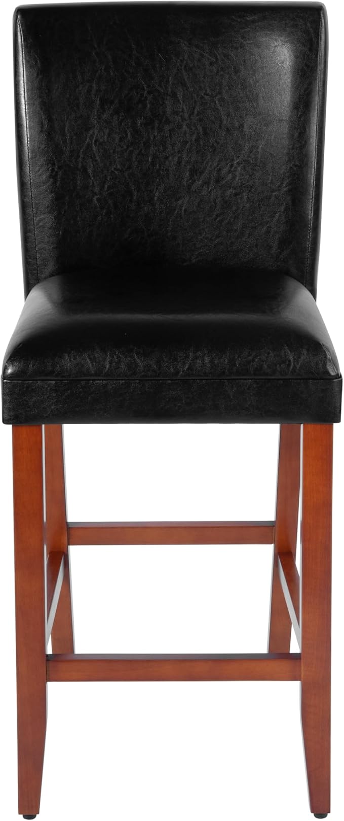 HomePop Home Decor Classic Counter Height Bar Stool, Set of 1, 29 Inch, Faux Leather Upholstered, Decorative Home Furniture, Black