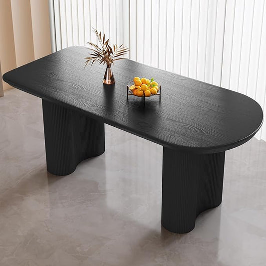 Guyii 62.99" Dining Table, Modern Kitchen Table for 6 People, Indoor Dining Table for Kitchen, Bar, Living Room, Small Space, Black, Table Only