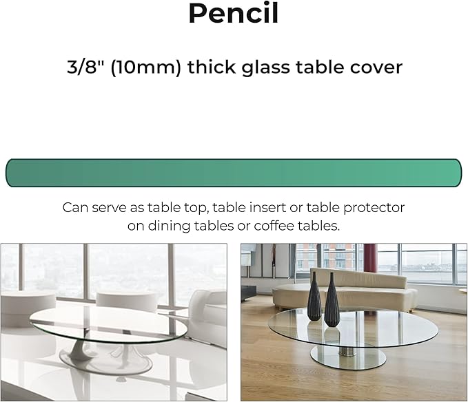 22" Inch Round Glass Table Top 3/8" Thick Pencil Polish Edge Tempered by Fab Glass and Mirror