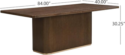 Christopher Knight Home Scout 84 Inch Dining Table for 6 People, Modern Kitchen Table with Pillar Legs, Wooden Rectangular Spacious Dinner Furniture for Dining Room, Home Office, Walnut