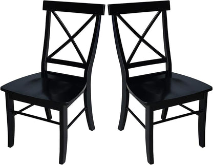 Set of Two X-Back Dining Chairs, Black
