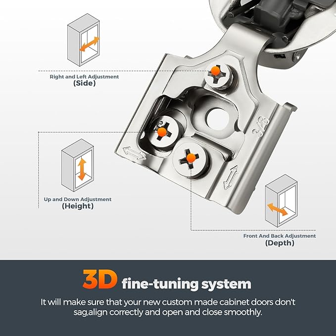 Home Expert 2 Pack (1 Pairs) 3/8" Overlay Soft Close Cabinet Hinges, Satin Nickel Stainless Steel Concealed Hinges with 3D Self-Closing for Face Frame Doors & Kitchens
