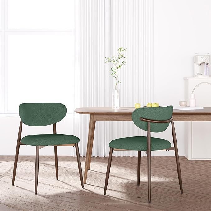 MALOL Upholstered Dining Room Chairs Set of 4, Kitchen Chairs with Metal Legs and Anti Slip Pads, Curved Back Dining Chair for Home and Restaurant Use, Green