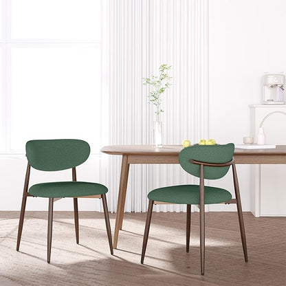 MALOL Upholstered Dining Room Chairs Set of 2, Kitchen Chairs with Metal Legs and Anti Slip Pads, Curved Back Dining Chair for Home and Restaurant Use, Green