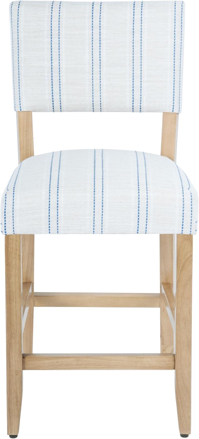 HomePop 24" Open Back Counter Stool|HomePop Home Décor|Fabric Chairs for Dining Room, Kitchen and Living Room - Blue and White Stripe(Single Pack)