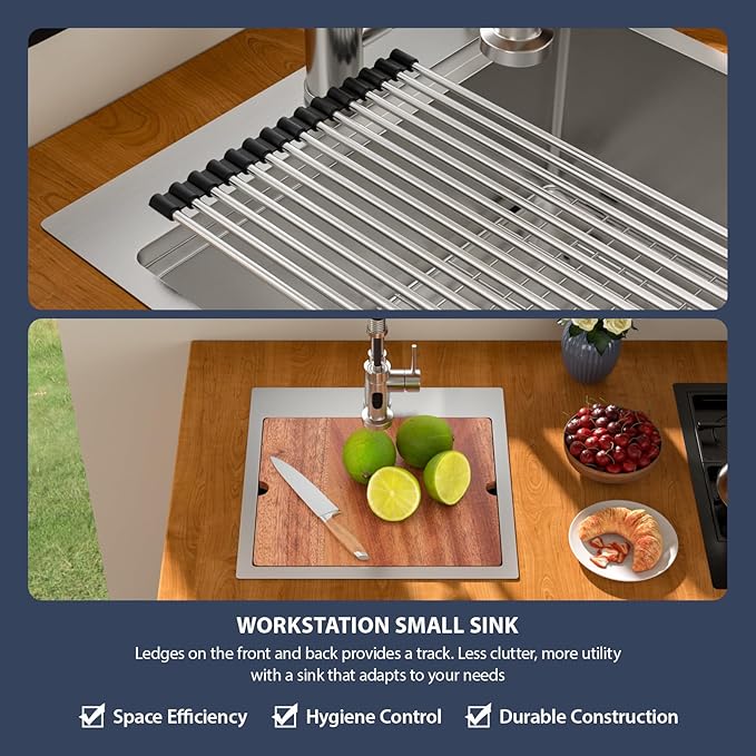 18 Outdoor Kitchen Sink - Beslend 18x18 Outdoor Sink Bar Sink RV Sinks Drop In, Topmount Stainless Steel Kitchen Sinks Wet Bar Sinks Workstation 16 Gauge Single Bowl Above Counter Indoor Outdoor