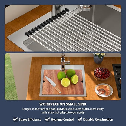 18 Outdoor Kitchen Sink - Beslend 18x18 Outdoor Sink Bar Sink RV Sinks Drop In, Topmount Stainless Steel Kitchen Sinks Wet Bar Sinks Workstation 16 Gauge Single Bowl Above Counter Indoor Outdoor