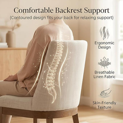 HNY Modern Dining Chairs Set of 4 with Comfortable Back Support, Farmhouse Soft Linen Upholstered Kitchen Dining Room Chairs with Solid Wood Legs, Armless Accent Side Chairs for Living Room, Beige